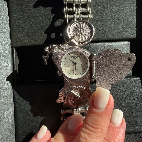 Vintage ZZYZX Motorcycle Biker Men Women Wrist Watch Stainless Band-WORKING VGUC